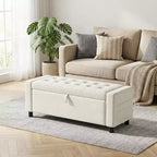 46 Tabouret de rangement pour chaussures avec charnières de sécurité, idéal pour la chambre à coucher, le salon et les bancs d'entrée, capacité de charge maximale de 180 kg