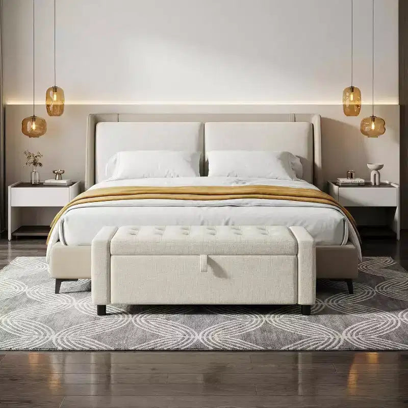 46 Tabouret de rangement pour chaussures avec charnières de sécurité, idéal pour la chambre à coucher, le salon et les bancs d'entrée, capacité de charge maximale de 180 kg