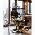Fauteuil de barbier vintage robuste, hauteur réglable, pivotant à 360°, supporte jusqu'à 320 kg