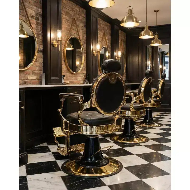 Fauteuil de barbier vintage robuste, hauteur réglable, pivotant à 360°, supporte jusqu'à 320 kg