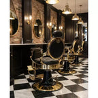 Fauteuil de barbier vintage robuste, hauteur réglable, pivotant à 360°, supporte jusqu'à 320 kg