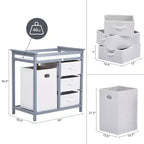 Commode à langer moderne pour bébé avec 3 tiroirs et panier à linge, meuble de chambre d'enfant