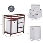 Commode à langer moderne pour bébé avec 3 tiroirs et panier à linge, meuble de chambre d'enfant