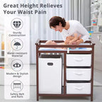 Commode à langer moderne pour bébé avec 3 tiroirs et panier à linge, meuble de chambre d'enfant