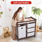 Commode à langer moderne pour bébé avec 3 tiroirs et panier à linge, meuble de chambre d'enfant