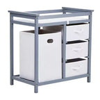 Commode à langer moderne pour bébé avec 3 tiroirs et panier à linge, meuble de chambre d'enfant