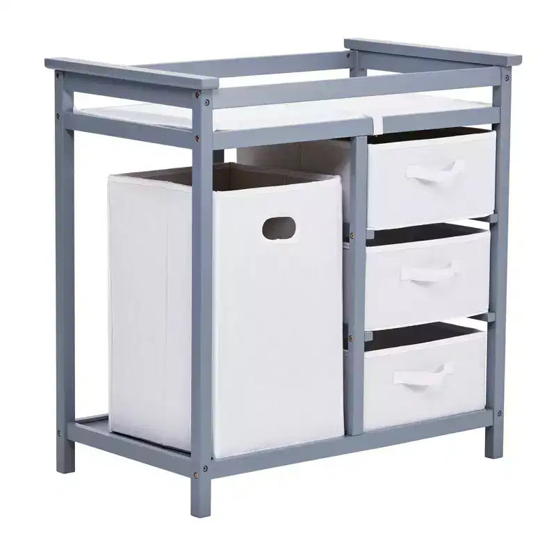 Commode à langer moderne pour bébé avec 3 tiroirs et panier à linge, meuble de chambre d'enfant