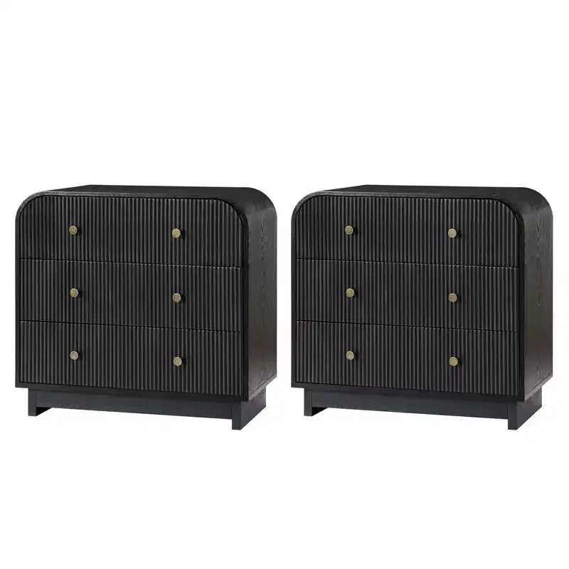 Ernest 27 Tall 3-Drawer End Tbale Set of 2 |Hulala Home-BLACK