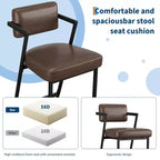 Lot de 2 tabourets de bar de ferme, chaises hautes rembourrées, cadre en métal, avec coussin épais, dossier, pour îlot de cuisine, bar à domicile