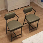 Lot de 2 tabourets de bar de ferme, chaises hautes rembourrées, cadre en métal, avec coussin épais, dossier, pour îlot de cuisine, bar à domicile