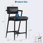 Lot de 2 tabourets de bar de ferme, chaises hautes rembourrées, cadre en métal, avec coussin épais, dossier, pour îlot de cuisine, bar à domicile