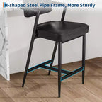 Lot de 2 tabourets de bar de ferme, chaises hautes rembourrées, cadre en métal, avec coussin épais, dossier, pour îlot de cuisine, bar à domicile