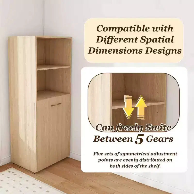 Bureau extensible avec étagères de rangement et roulettes, design pliable pour petits espaces et bureaux (Bois clair)