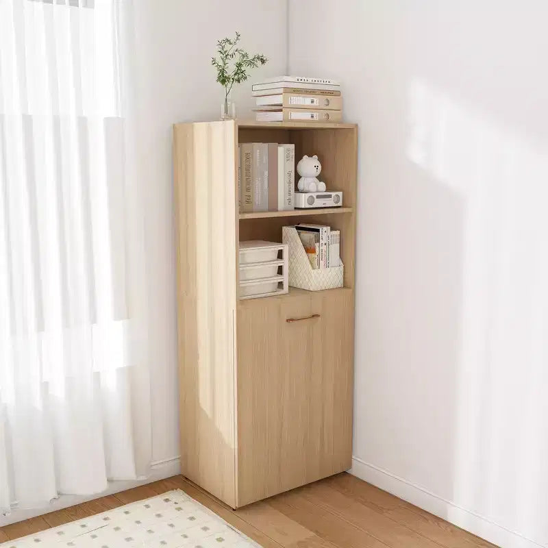 Bureau extensible avec étagères de rangement et roulettes, design pliable pour petits espaces et bureaux (Bois clair)