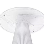 47 Table à Manger Ronde Moderne pour 4 Personnes, Table de Cuisine de Style Ferme avec Base à Lattes de Bois, Table Pied Central pour Salle à Manger-Panipeachy