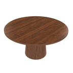 47 Table à Manger Ronde Moderne pour 4 Personnes, Table de Cuisine de Style Ferme avec Base à Lattes de Bois, Table Pied Central pour Salle à Manger-Panipeachy