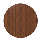 47 Table à Manger Ronde Moderne pour 4 Personnes, Table de Cuisine de Style Ferme avec Base à Lattes de Bois, Table Pied Central pour Salle à Manger-Panipeachy
