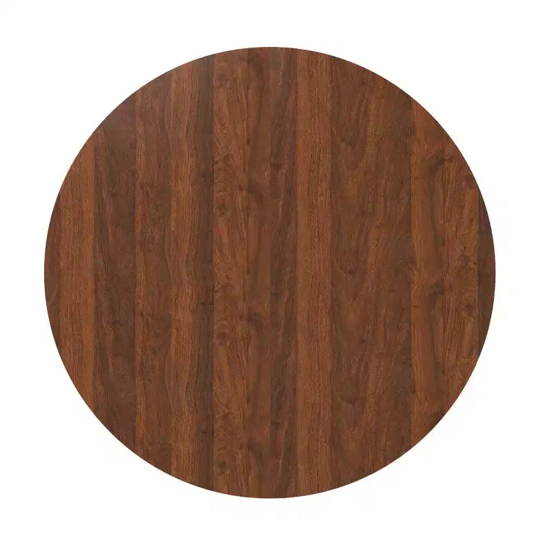47 Table à Manger Ronde Moderne pour 4 Personnes, Table de Cuisine de Style Ferme avec Base à Lattes de Bois, Table Pied Central pour Salle à Manger-Panipeachy