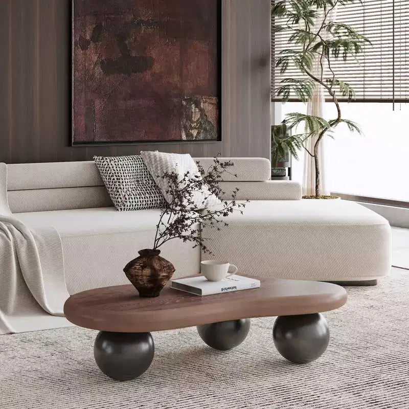 Table basse GDFStudio Adam moderne en forme de nuage avec 3 pieds sphériques