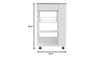 Chariot de cuisine roulant HomeRoots blanc et marron de 22 po avec rangement