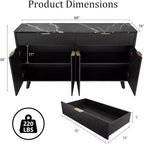Buffet de rangement de 60" avec 2 tiroirs, 4 portes et étagères réglables pour salle à manger, salon