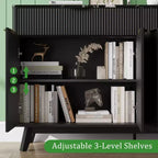 Buffet de rangement de 60" avec 2 tiroirs, 4 portes et étagères réglables pour salle à manger, salon