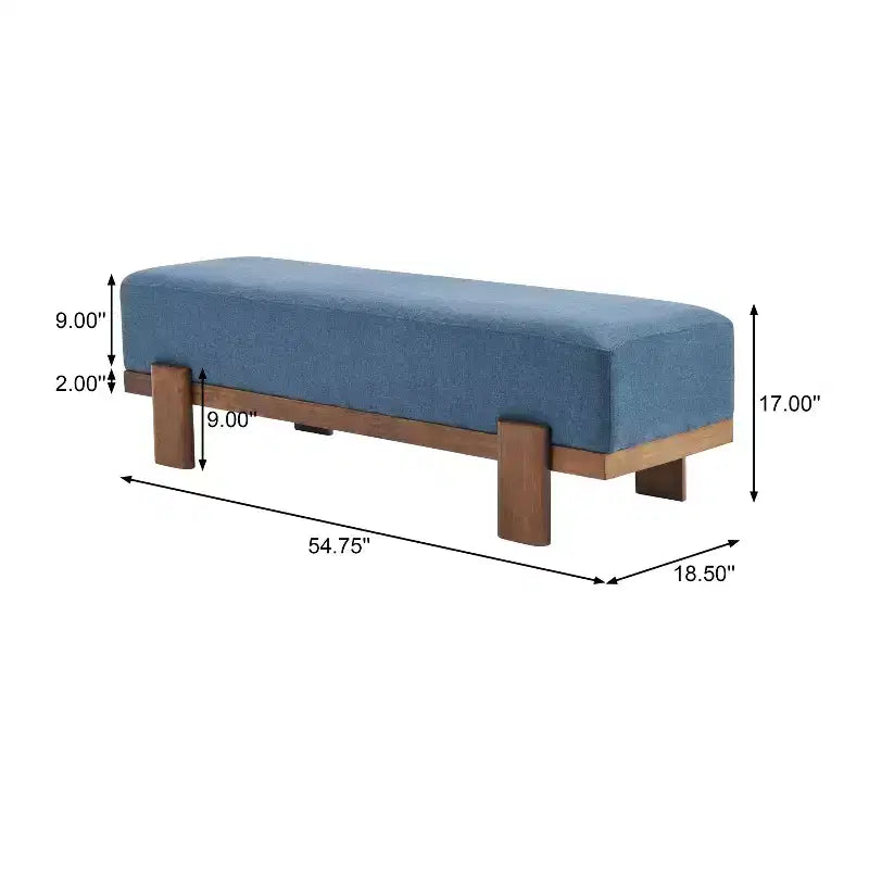Banc rembourré Christopher Knight Home Blinny de 54,75 po de largeur avec pieds en bois d'hévéa
