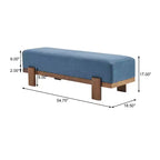Banc rembourré Christopher Knight Home Blinny de 54,75 po de largeur avec pieds en bois d'hévéa