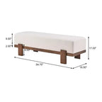 Banc rembourré Christopher Knight Home Blinny de 54,75 po de largeur avec pieds en bois d'hévéa