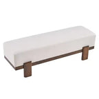 Banc rembourré Christopher Knight Home Blinny de 54,75 po de largeur avec pieds en bois d'hévéa