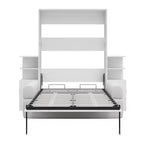 Lit mural Whisen Queen avec canapé et armoires de rangement, lit mural peu encombrant