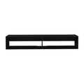 JVNOXK 59 Inch Modern Floating TV Stand, Fits TVs Up to 60 Inches and Below, for Living Room, with 2-Tier Shelves, Wooden with Cable Holes, Black