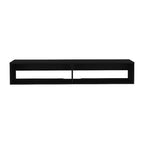 JVNOXK 59 Inch Modern Floating TV Stand, Fits TVs Up to 60 Inches and Below, for Living Room, with 2-Tier Shelves, Wooden with Cable Holes, Black