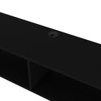 Meuble TV mural moderne JVNOXK de 150 cm, compatible avec les téléviseurs de 60 pouces et moins, pour salon, avec 2 étagères, en bois avec trous pour câbles, noir
