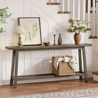 Console, Table de Canapé Étroite à 2 Niveaux Derrière le Canapé, Table d'Entrée Extra Longue pour Couloir, Table d'Entrée de Ferme Industrielle pour Salon, Foyer
