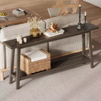Console, Table de Canapé Étroite à 2 Niveaux Derrière le Canapé, Table d'Entrée Extra Longue pour Couloir, Table d'Entrée de Ferme Industrielle pour Salon, Foyer