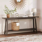 Console, Table de Canapé Étroite à 2 Niveaux Derrière le Canapé, Table d'Entrée Extra Longue pour Couloir, Table d'Entrée de Ferme Industrielle pour Salon, Foyer