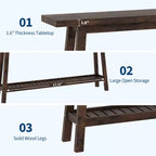Console, Table de Canapé Étroite à 2 Niveaux Derrière le Canapé, Table d'Entrée Extra Longue pour Couloir, Table d'Entrée de Ferme Industrielle pour Salon, Foyer