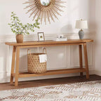 Console, Table de Canapé Étroite à 2 Niveaux Derrière le Canapé, Table d'Entrée Extra Longue pour Couloir, Table d'Entrée de Ferme Industrielle pour Salon, Foyer