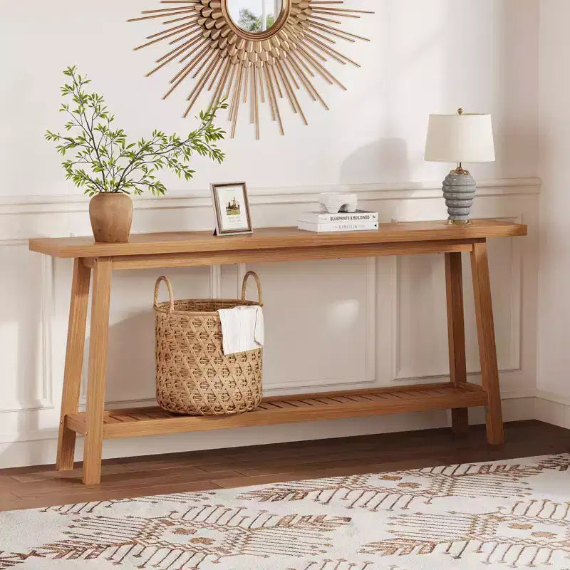 Console, Table de Canapé Étroite à 2 Niveaux Derrière le Canapé, Table d'Entrée Extra Longue pour Couloir, Table d'Entrée de Ferme Industrielle pour Salon, Foyer