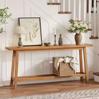 Console, Table de Canapé Étroite à 2 Niveaux Derrière le Canapé, Table d'Entrée Extra Longue pour Couloir, Table d'Entrée de Ferme Industrielle pour Salon, Foyer