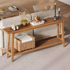 Console, Table de Canapé Étroite à 2 Niveaux Derrière le Canapé, Table d'Entrée Extra Longue pour Couloir, Table d'Entrée de Ferme Industrielle pour Salon, Foyer
