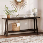 Console, Table de Canapé Étroite à 2 Niveaux Derrière le Canapé, Table d'Entrée Extra Longue pour Couloir, Table d'Entrée de Ferme Industrielle pour Salon, Foyer