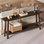 Console, Table de Canapé Étroite à 2 Niveaux Derrière le Canapé, Table d'Entrée Extra Longue pour Couloir, Table d'Entrée de Ferme Industrielle pour Salon, Foyer