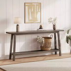 Console, Table de Canapé Étroite à 2 Niveaux Derrière le Canapé, Table d'Entrée Extra Longue pour Couloir, Table d'Entrée de Ferme Industrielle pour Salon, Foyer