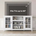 Meuble TV de 65 pouces, meuble de divertissement moderne en bois avec armoires de rangement, table de console multimédia pour salon et bureau