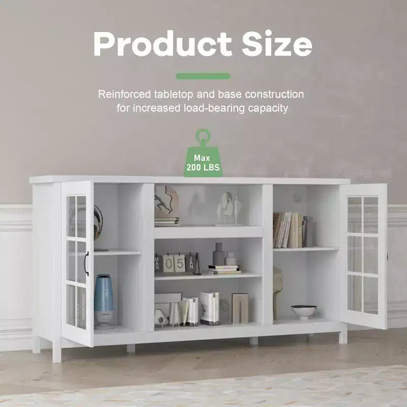 Meuble TV de 65 pouces, meuble de divertissement moderne en bois avec armoires de rangement, table de console multimédia pour salon et bureau