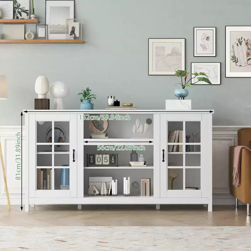 Meuble TV de 65 pouces, meuble de divertissement moderne en bois avec armoires de rangement, table de console multimédia pour salon et bureau