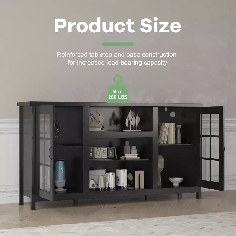 Meuble TV de 65 pouces, meuble de divertissement moderne en bois avec armoires de rangement, table de console multimédia pour salon et bureau