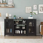 Meuble TV de 65 pouces, meuble de divertissement moderne en bois avec armoires de rangement, table de console multimédia pour salon et bureau